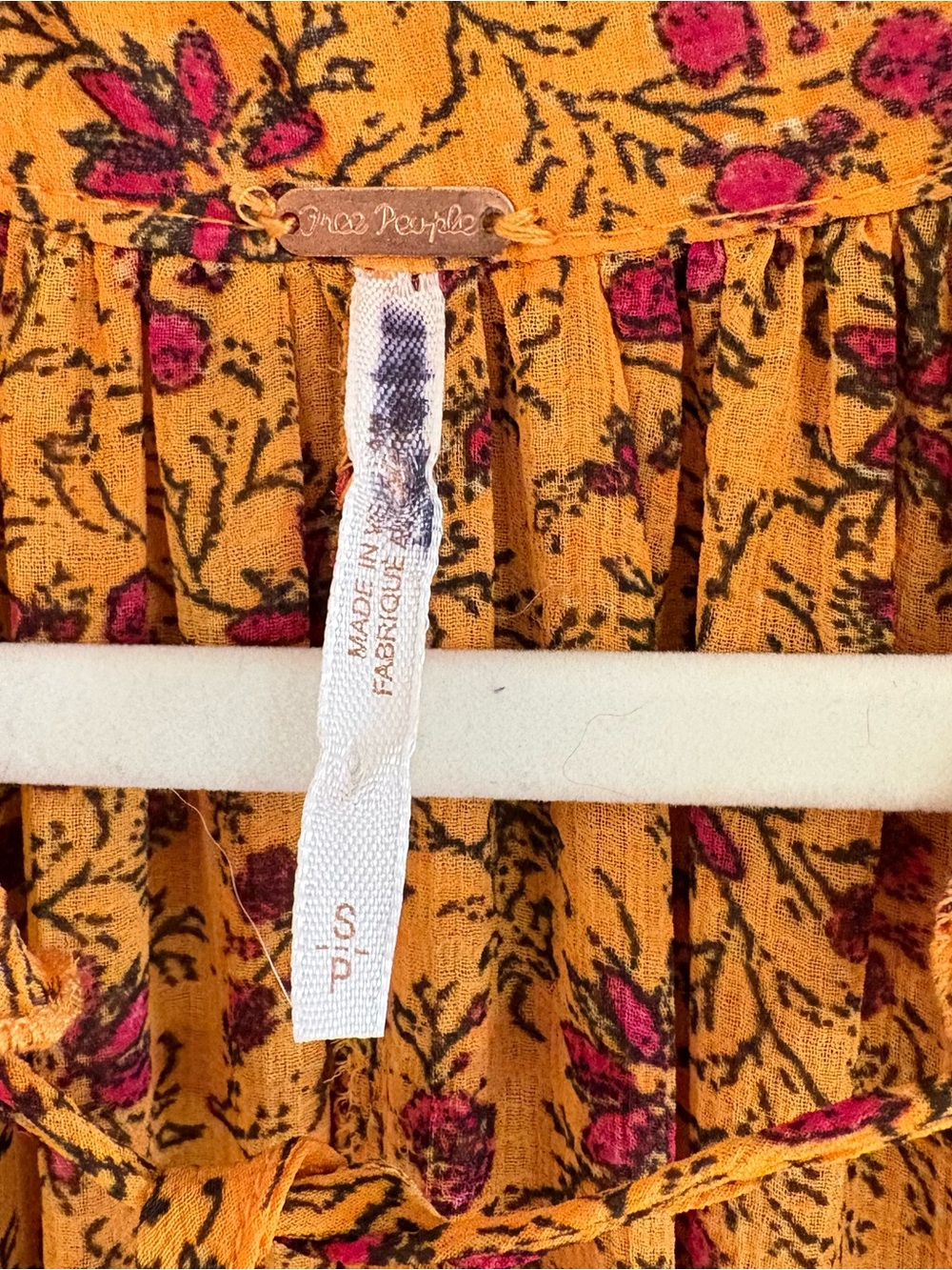 Free People Orange Floral Tiered Maxi Dress Small - Picture 8 of 8